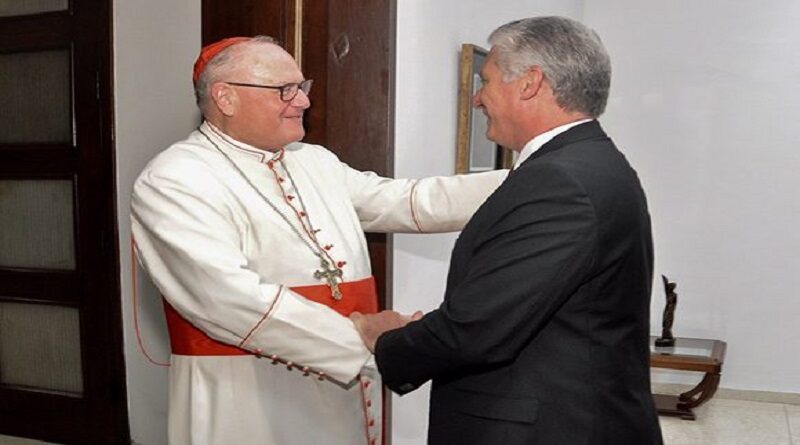 El Presidente de Cuba Miguel Dias Canel recibe al Arzobispo de Nueva York